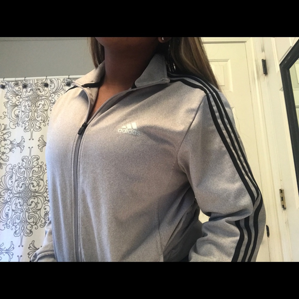 Grey Adidas Tracksuit Jacket top